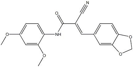 (E)-3-(1,3-benzodioxol-5-yl)-2-cyano-N-(2,4-dimethoxyphenyl)prop-2-enamide Struktur