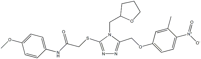 N-(4-methoxyphenyl)-2-[[5-[(3-methyl-4-nitrophenoxy)methyl]-4-(oxolan-2-ylmethyl)-1,2,4-triazol-3-yl]sulfanyl]acetamide Struktur