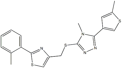 4-[[4-methyl-5-(5-methylthiophen-3-yl)-1,2,4-triazol-3-yl]sulfanylmethyl]-2-(2-methylphenyl)-1,3-thiazole Struktur