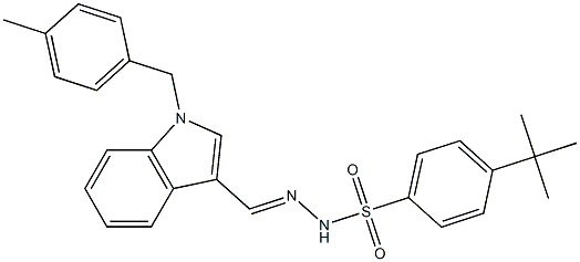 4-tert-butyl-N-[(E)-[1-[(4-methylphenyl)methyl]indol-3-yl]methylideneamino]benzenesulfonamide Struktur