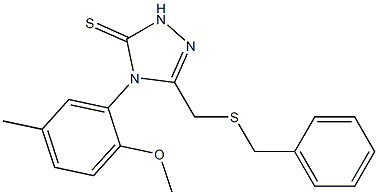 3-(benzylsulfanylmethyl)-4-(2-methoxy-5-methylphenyl)-1H-1,2,4-triazole-5-thione Struktur