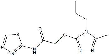 2-[(5-methyl-4-propyl-1,2,4-triazol-3-yl)sulfanyl]-N-(1,3,4-thiadiazol-2-yl)acetamide Struktur