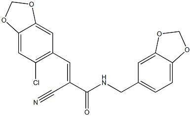 (E)-N-(1,3-benzodioxol-5-ylmethyl)-3-(6-chloro-1,3-benzodioxol-5-yl)-2-cyanoprop-2-enamide Struktur