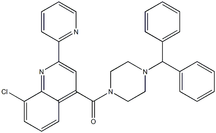 (4-benzhydrylpiperazin-1-yl)-(8-chloro-2-pyridin-2-ylquinolin-4-yl)methanone Struktur