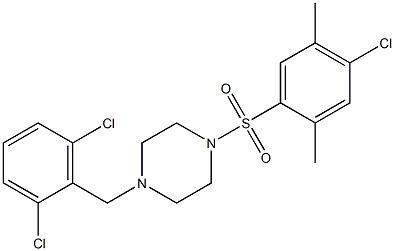 1-(4-chloro-2,5-dimethylphenyl)sulfonyl-4-[(2,6-dichlorophenyl)methyl]piperazine Struktur