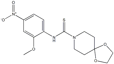 N-(2-methoxy-4-nitrophenyl)-1,4-dioxa-8-azaspiro[4.5]decane-8-carbothioamide Struktur