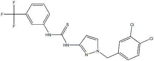 1-[1-[(3,4-dichlorophenyl)methyl]pyrazol-3-yl]-3-[3-(trifluoromethyl)phenyl]thiourea Struktur