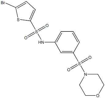 5-bromo-N-(3-morpholin-4-ylsulfonylphenyl)thiophene-2-sulfonamide Struktur