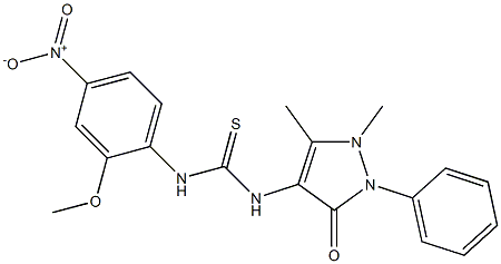 1-(1,5-dimethyl-3-oxo-2-phenylpyrazol-4-yl)-3-(2-methoxy-4-nitrophenyl)thiourea Struktur