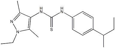 1-(4-butan-2-ylphenyl)-3-(1-ethyl-3,5-dimethylpyrazol-4-yl)thiourea Struktur