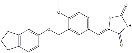 (5E)-5-[[3-(2,3-dihydro-1H-inden-5-yloxymethyl)-4-methoxyphenyl]methylidene]-1,3-thiazolidine-2,4-dione Struktur