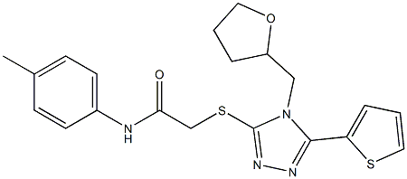 N-(4-methylphenyl)-2-[[4-(oxolan-2-ylmethyl)-5-thiophen-2-yl-1,2,4-triazol-3-yl]sulfanyl]acetamide Struktur