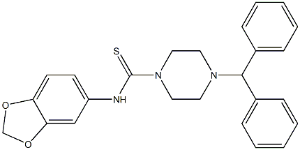 4-benzhydryl-N-(1,3-benzodioxol-5-yl)piperazine-1-carbothioamide Struktur