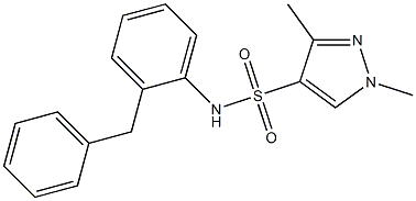 N-(2-benzylphenyl)-1,3-dimethylpyrazole-4-sulfonamide Struktur