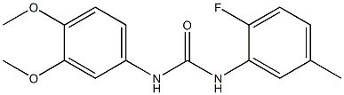 1-(3,4-dimethoxyphenyl)-3-(2-fluoro-5-methylphenyl)urea Struktur