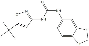 1-(1,3-benzodioxol-5-yl)-3-(5-tert-butyl-1,2-oxazol-3-yl)urea Struktur