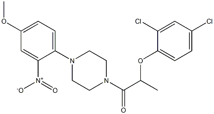 2-(2,4-dichlorophenoxy)-1-[4-(4-methoxy-2-nitrophenyl)piperazin-1-yl]propan-1-one Struktur