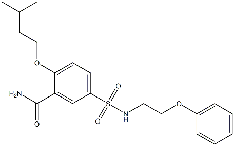 2-(3-methylbutoxy)-5-(2-phenoxyethylsulfamoyl)benzamide Struktur