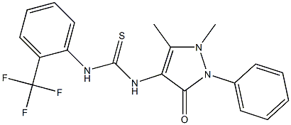 1-(1,5-dimethyl-3-oxo-2-phenylpyrazol-4-yl)-3-[2-(trifluoromethyl)phenyl]thiourea Struktur