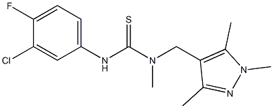 3-(3-chloro-4-fluorophenyl)-1-methyl-1-[(1,3,5-trimethylpyrazol-4-yl)methyl]thiourea Struktur