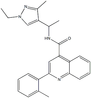 N-[1-(1-ethyl-3-methylpyrazol-4-yl)ethyl]-2-(2-methylphenyl)quinoline-4-carboxamide Struktur