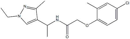 2-(4-chloro-2-methylphenoxy)-N-[1-(1-ethyl-3-methylpyrazol-4-yl)ethyl]acetamide Struktur