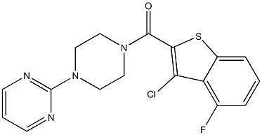 (3-chloro-4-fluoro-1-benzothiophen-2-yl)-(4-pyrimidin-2-ylpiperazin-1-yl)methanone Struktur