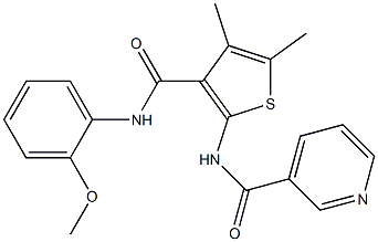 N-[3-[(2-methoxyphenyl)carbamoyl]-4,5-dimethylthiophen-2-yl]pyridine-3-carboxamide Struktur