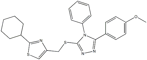 2-cyclohexyl-4-[[5-(4-methoxyphenyl)-4-phenyl-1,2,4-triazol-3-yl]sulfanylmethyl]-1,3-thiazole Struktur