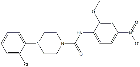 4-(2-chlorophenyl)-N-(2-methoxy-4-nitrophenyl)piperazine-1-carboxamide Struktur