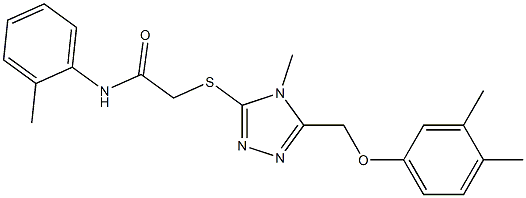 2-[[5-[(3,4-dimethylphenoxy)methyl]-4-methyl-1,2,4-triazol-3-yl]sulfanyl]-N-(2-methylphenyl)acetamide Struktur