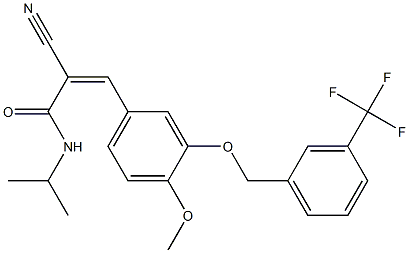 (Z)-2-cyano-3-[4-methoxy-3-[[3-(trifluoromethyl)phenyl]methoxy]phenyl]-N-propan-2-ylprop-2-enamide Struktur