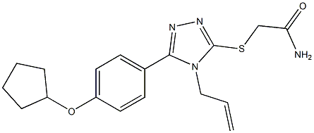 2-[[5-(4-cyclopentyloxyphenyl)-4-prop-2-enyl-1,2,4-triazol-3-yl]sulfanyl]acetamide Struktur