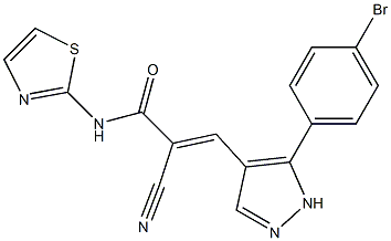 (E)-3-[5-(4-bromophenyl)-1H-pyrazol-4-yl]-2-cyano-N-(1,3-thiazol-2-yl)prop-2-enamide Struktur