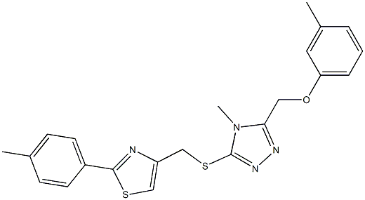 4-[[4-methyl-5-[(3-methylphenoxy)methyl]-1,2,4-triazol-3-yl]sulfanylmethyl]-2-(4-methylphenyl)-1,3-thiazole Struktur