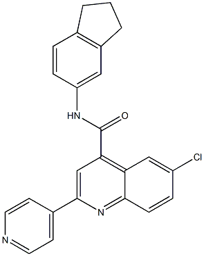 6-chloro-N-(2,3-dihydro-1H-inden-5-yl)-2-pyridin-4-ylquinoline-4-carboxamide Struktur