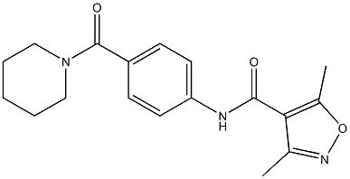 3,5-dimethyl-N-[4-(piperidine-1-carbonyl)phenyl]-1,2-oxazole-4-carboxamide Struktur