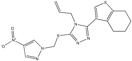 3-[(4-nitropyrazol-1-yl)methylsulfanyl]-4-prop-2-enyl-5-(4,5,6,7-tetrahydro-1-benzothiophen-3-yl)-1,2,4-triazole Struktur