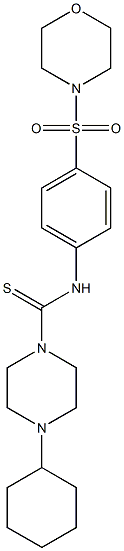 4-cyclohexyl-N-(4-morpholin-4-ylsulfonylphenyl)piperazine-1-carbothioamide Struktur