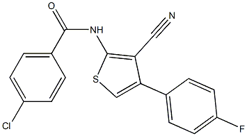 4-chloro-N-[3-cyano-4-(4-fluorophenyl)thiophen-2-yl]benzamide Struktur