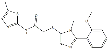 2-[[5-(2-methoxyphenyl)-4-methyl-1,2,4-triazol-3-yl]sulfanyl]-N-(5-methyl-1,3,4-thiadiazol-2-yl)acetamide Struktur