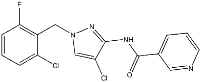 N-[4-chloro-1-[(2-chloro-6-fluorophenyl)methyl]pyrazol-3-yl]pyridine-3-carboxamide Struktur