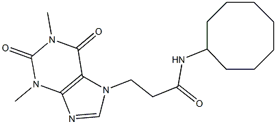 N-cyclooctyl-3-(1,3-dimethyl-2,6-dioxopurin-7-yl)propanamide Struktur