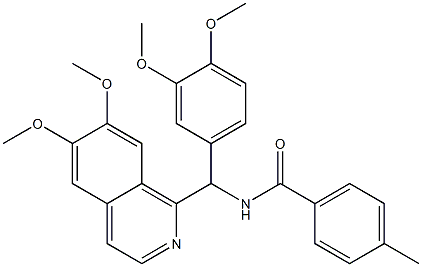 N-[(6,7-dimethoxyisoquinolin-1-yl)-(3,4-dimethoxyphenyl)methyl]-4-methylbenzamide Struktur