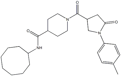 N-cyclooctyl-1-[1-(4-methylphenyl)-5-oxopyrrolidine-3-carbonyl]piperidine-4-carboxamide Struktur