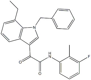 2-(1-benzyl-7-ethylindol-3-yl)-N-(3-fluoro-2-methylphenyl)-2-oxoacetamide Struktur