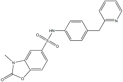 3-methyl-2-oxo-N-[4-(pyridin-2-ylmethyl)phenyl]-1,3-benzoxazole-5-sulfonamide Struktur