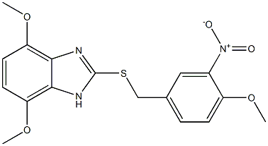 4,7-dimethoxy-2-[(4-methoxy-3-nitrophenyl)methylsulfanyl]-1H-benzimidazole Struktur