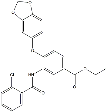 ethyl 4-(1,3-benzodioxol-5-yloxy)-3-[(2-chlorobenzoyl)amino]benzoate Struktur