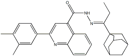 N-[(E)-1-(1-adamantyl)propylideneamino]-2-(3,4-dimethylphenyl)quinoline-4-carboxamide Struktur